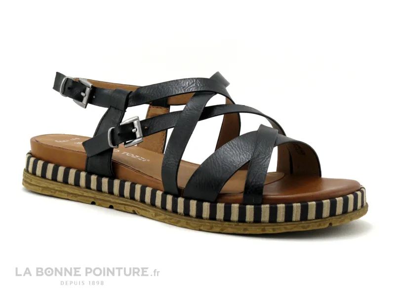 Achat chaussures Marco Tozzi Femme Sandale et Nu-pieds, vente Marco Tozzi 2-28427-26 Black antic - Sandale noire - Rayures semel