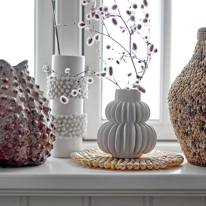 Bloomingville - Vase en faïence blanche