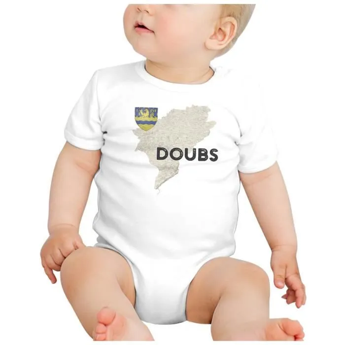 Body Bébé Manche Courte Blanc Doubs 25 Besançon Departement Carte Ancienne Franche Comté
