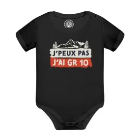 Body Bébé Manche Courte Noir J'Peux Pas J'ai GR10 Randonnée France Pyrénées Montagne