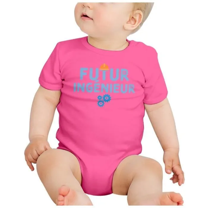 Body Bébé Manche Courte Rose Futur Ingénieur Métier Sciences