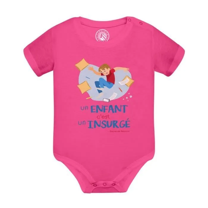 Body Bébé Manche Courte Rose Un enfant c'est un Insurgé Citation Expression