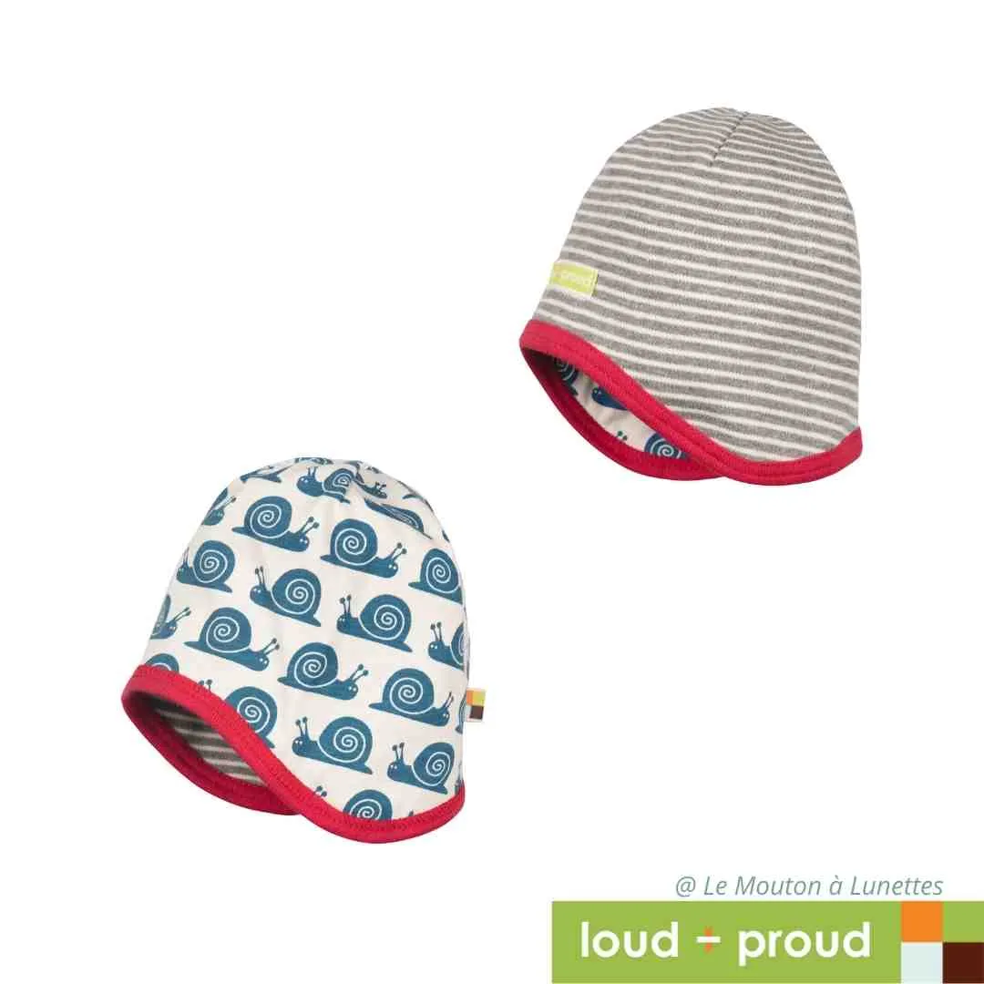 Bonnet bébé en coton bio motifs animaux colorés Loud+Proud
