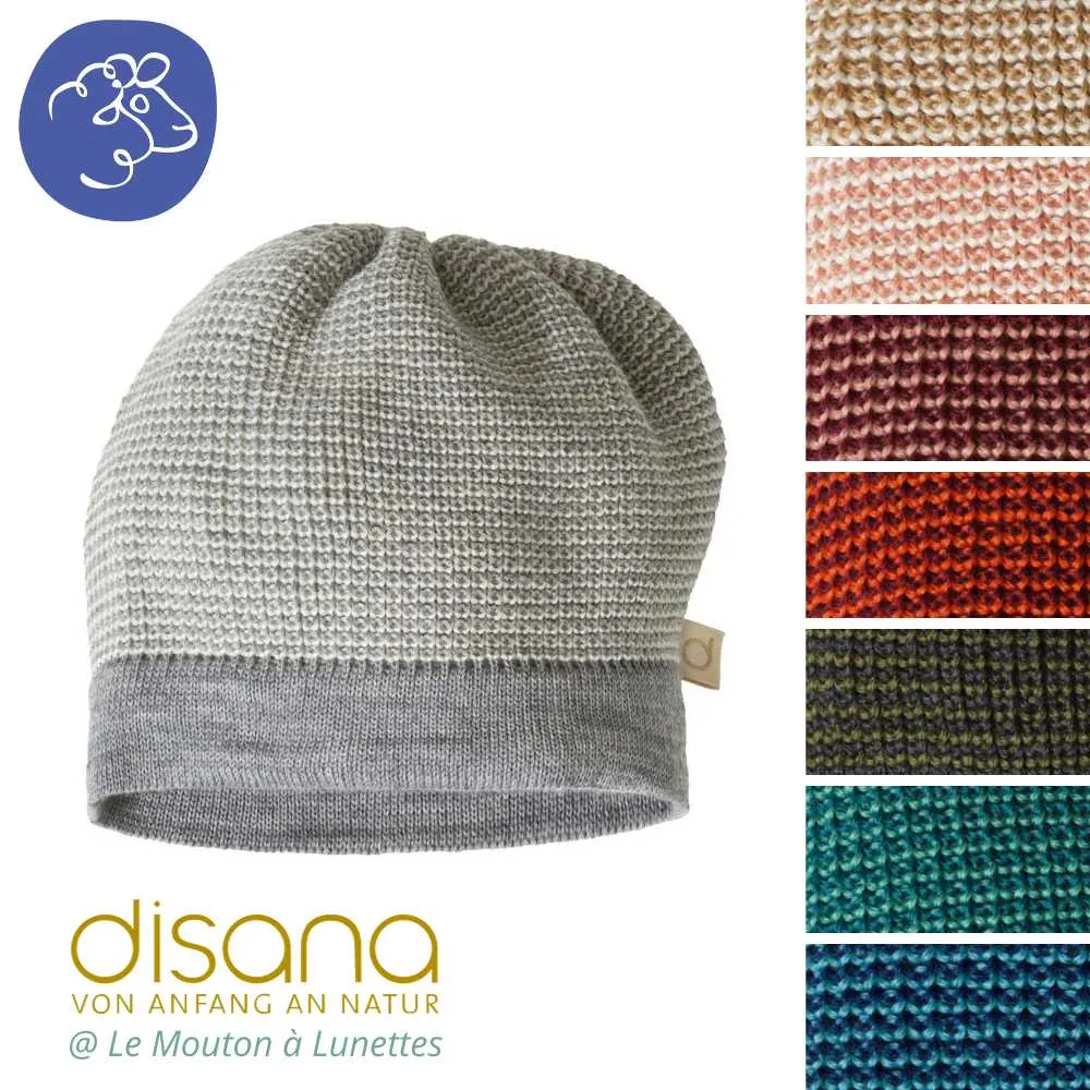 Bonnet Disana beanie laine mérinos enfant adulte