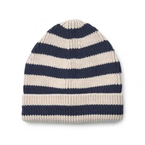 Bonnet en coton côtelé Ezra - Stripe classic navy Sandy