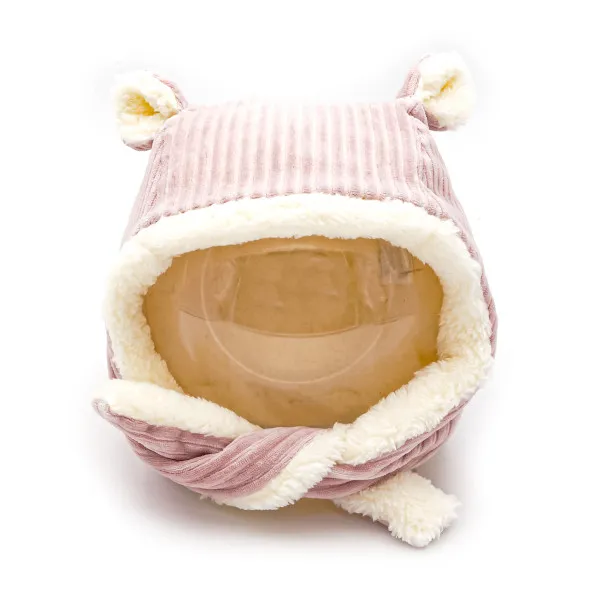 Bonnet polaire en velours - Rose