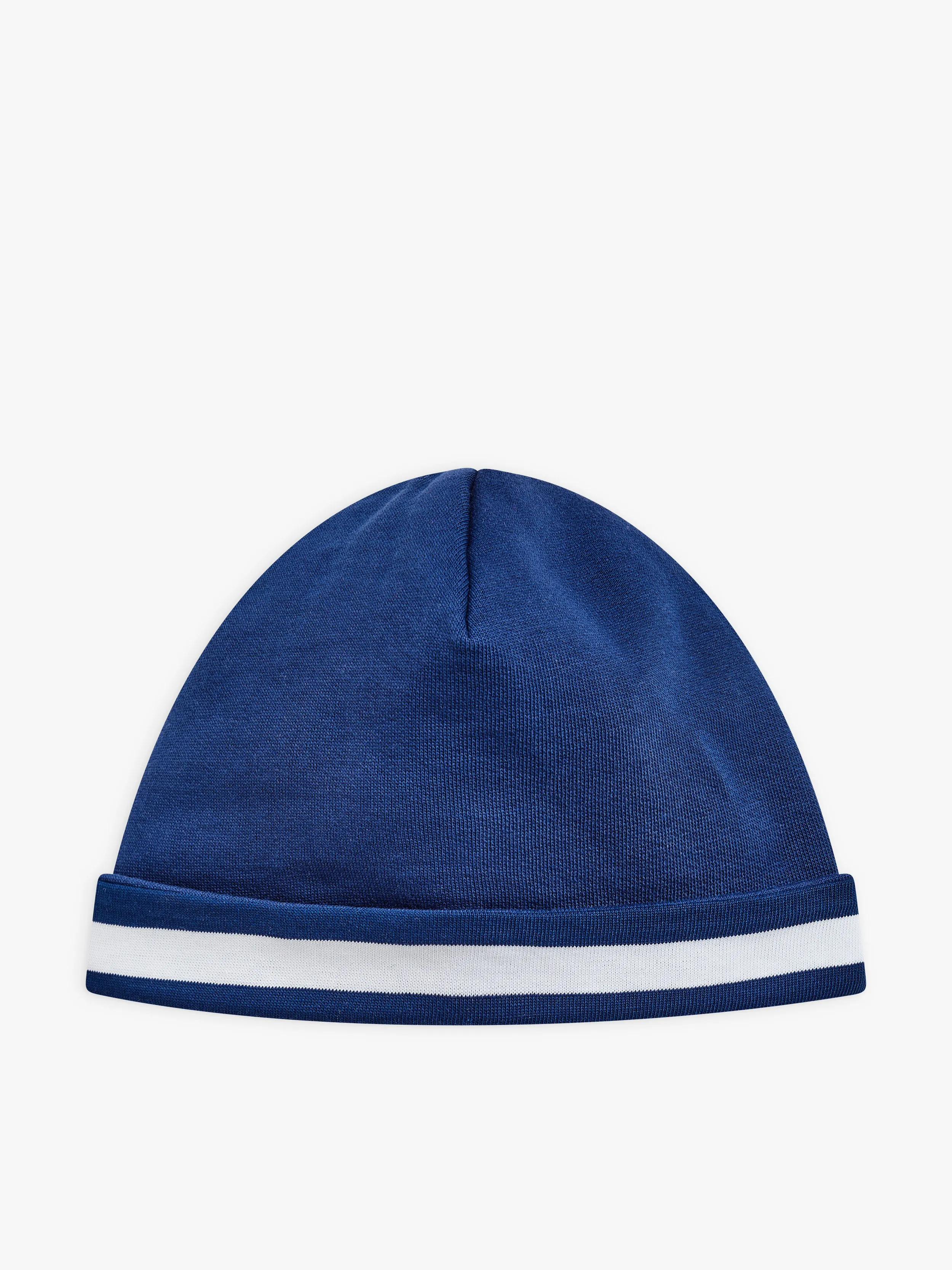 bonnet réversible en jersey de coton rayures 12/12 bleu et blanc