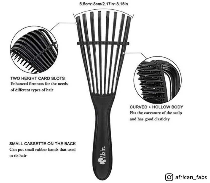 Brosse démêlante noire + Bonnet en satin vert | Peigne pour boucles | Brosse pour cheveux afro
