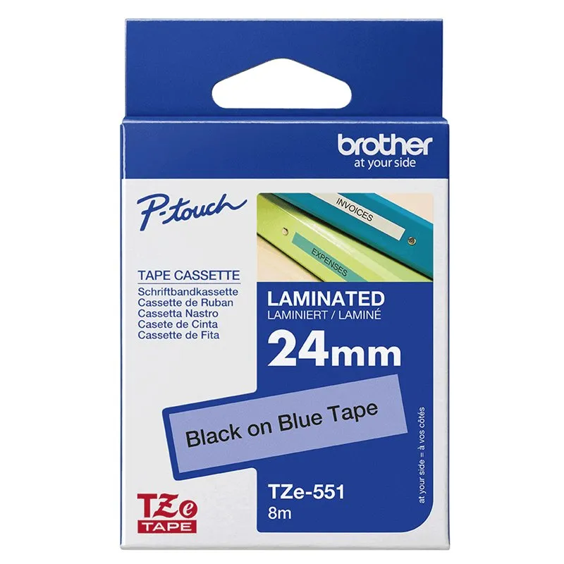 Cassette Brother TZE-551 - 24 mm - noir / bleu