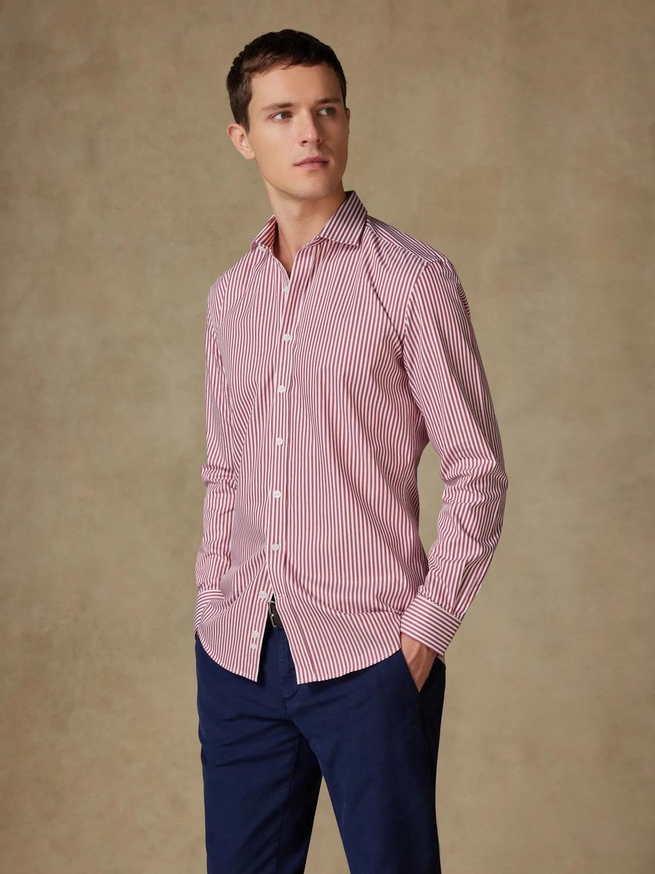 Chemise cintrée Nick à rayures rouges