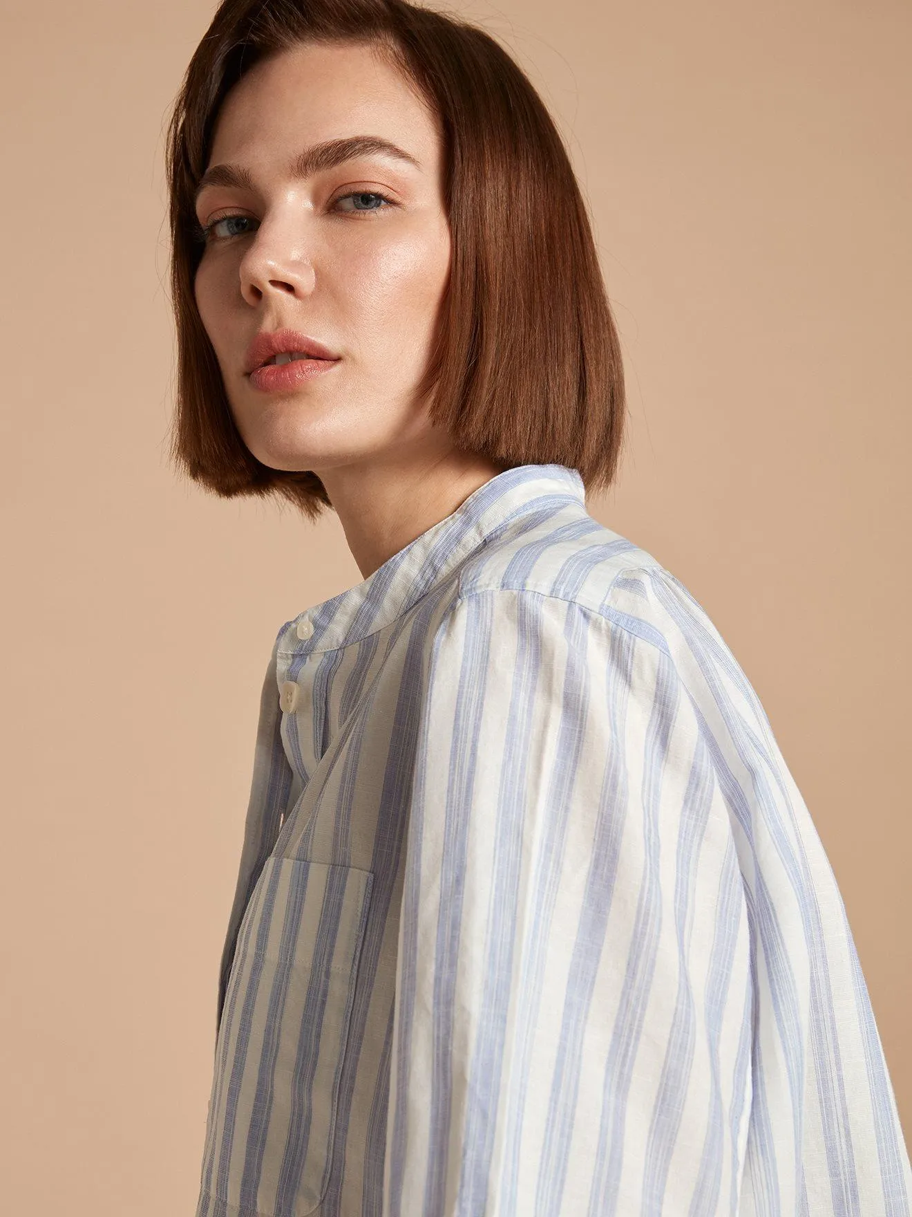 Chemise Janice en lin à rayures bleues