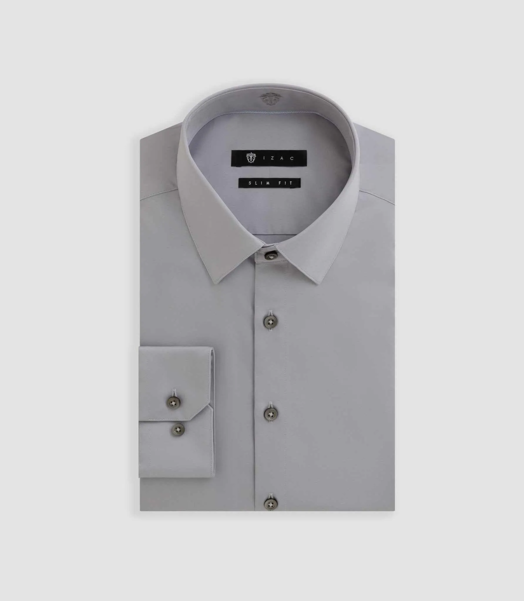 Chemise slim en satin coton gris clair SATINSLIM