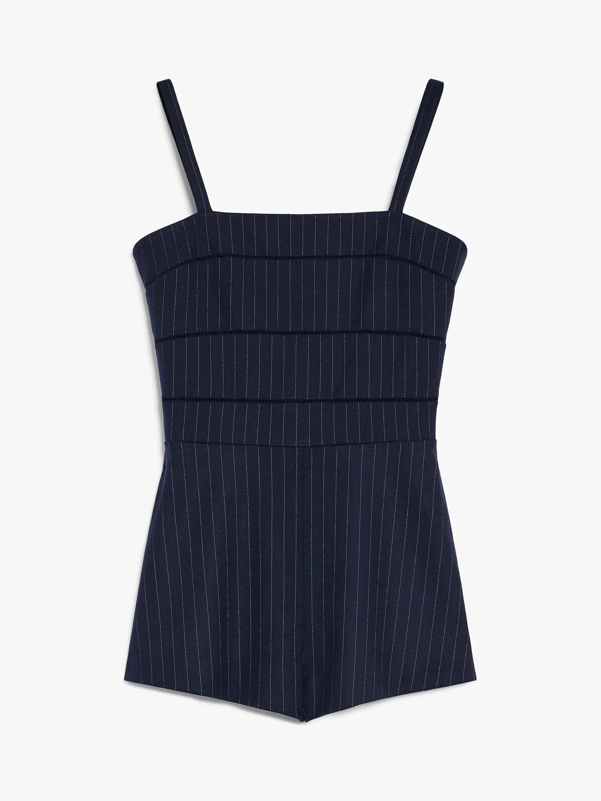Combinaison jupe-culotte en laine à fines rayures