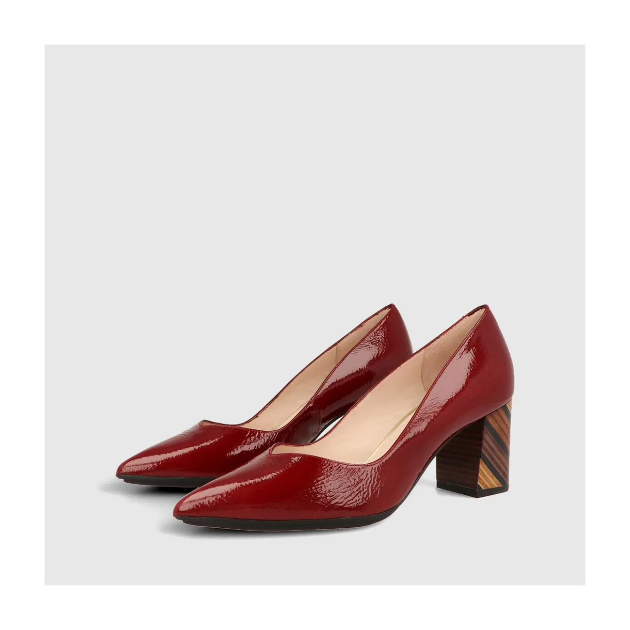 Escarpin géométrique en cuir verni rouge | Chaussures femme LODI en ligne