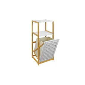 Etagère de salle de bain DEBLANCH en bambou avec panier à linge