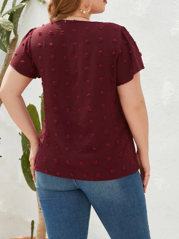 Grande Taille Col V Manches Courtes Femme