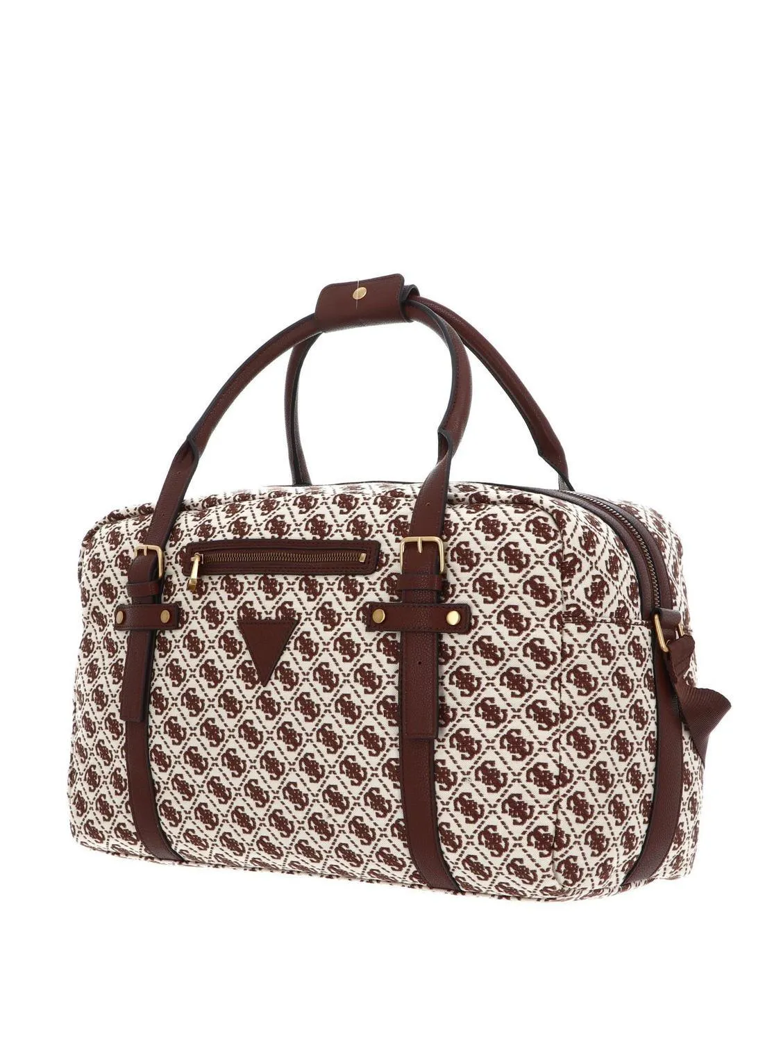Guess Voyage Sac Polochon En Jacquard Avec Bandoulière Marron - Achetez À Prix Outlet!