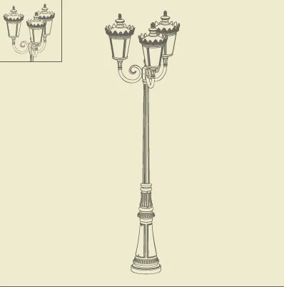Lampadaire extérieur 3 lampes classique Roger Pradier louvre Fonte d'aluminium