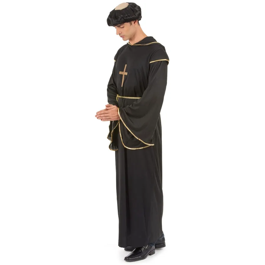 Long déguisement noir et doré de religieux