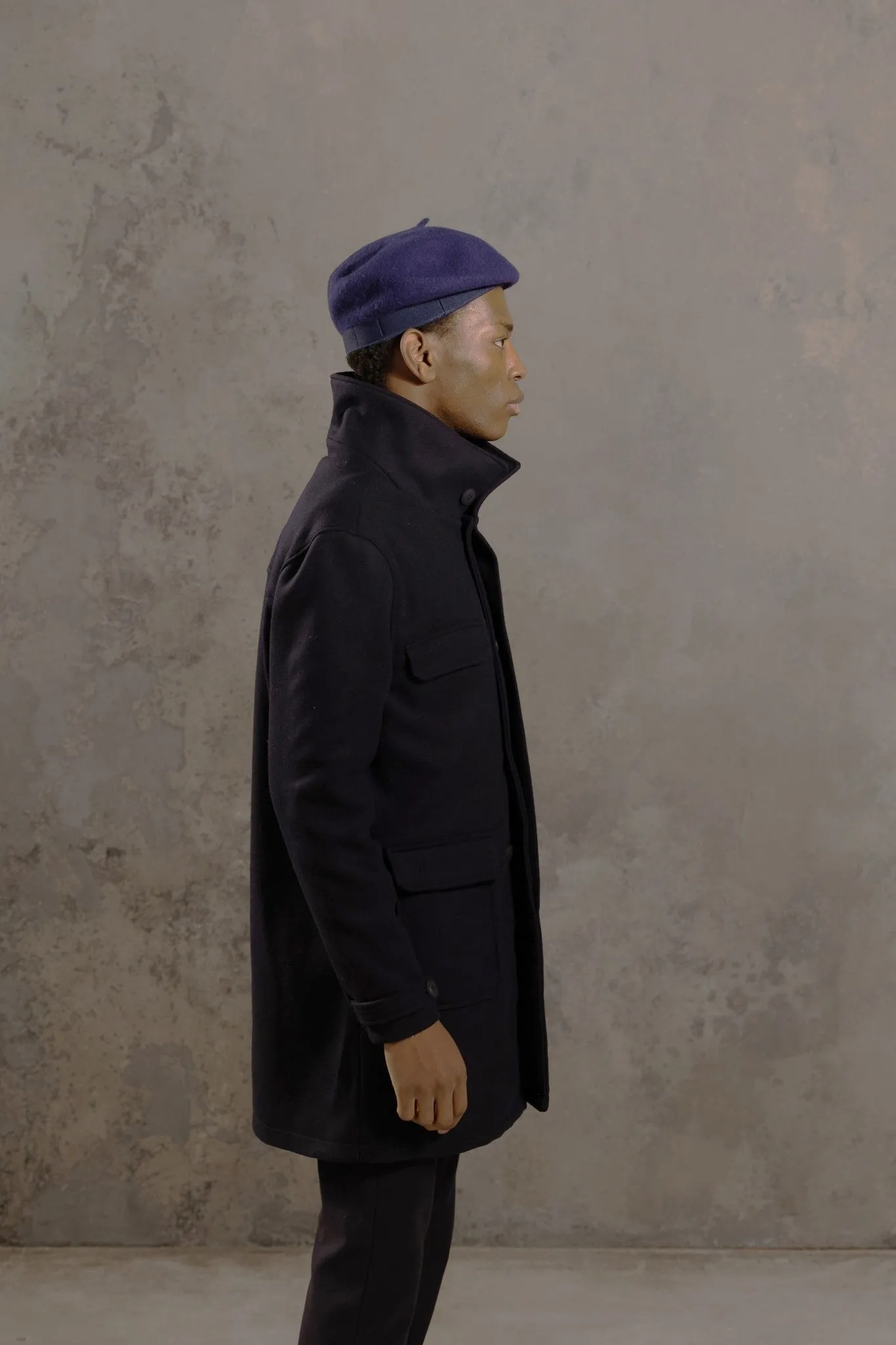 Long Manteau en Laine marine