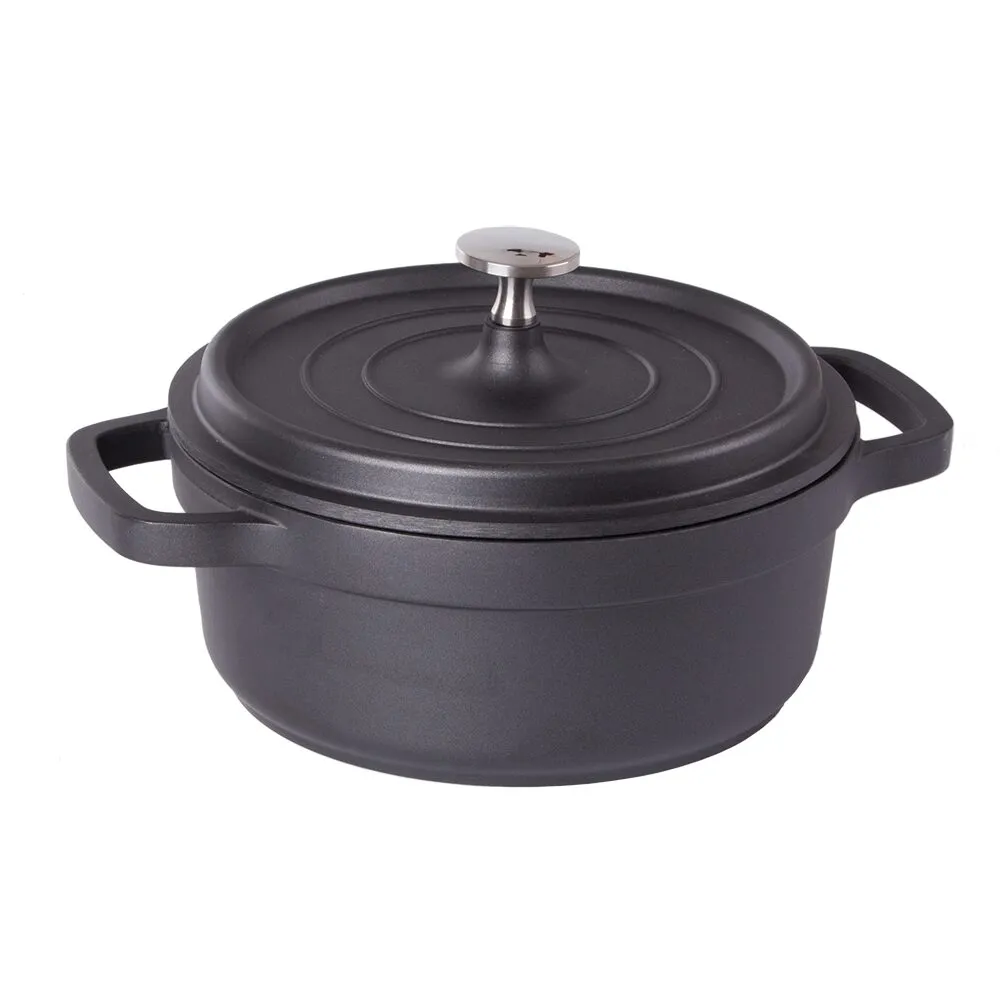 Marmite en aluminium avec couvercle, noir, 2,2 L, 20 cm, Verk Group