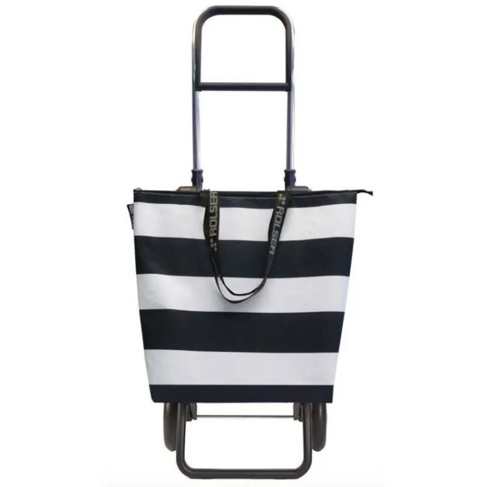 Poussette de marché Rolser Mini Bag pliable rayé noir & blanc | MarketOnWeb