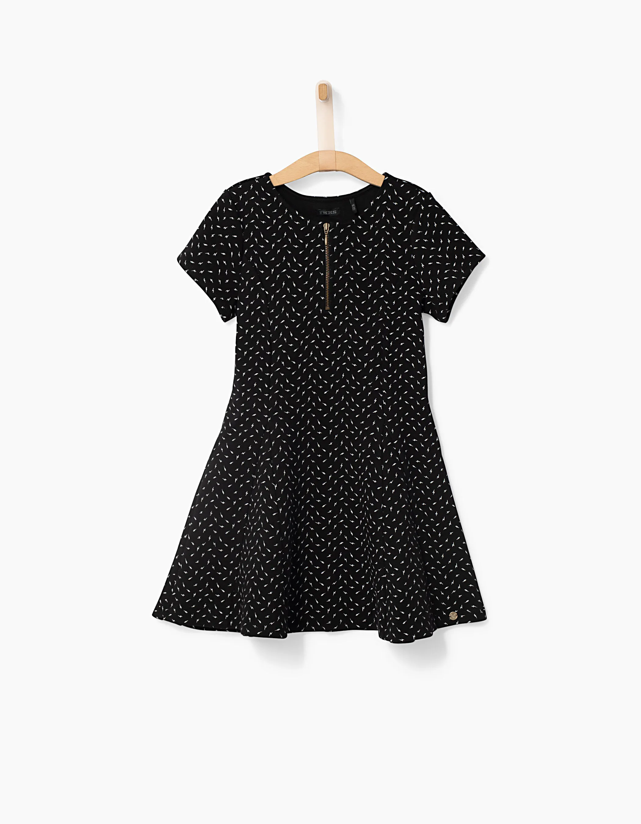 Robe patineuse noire à éclairs blancs fille