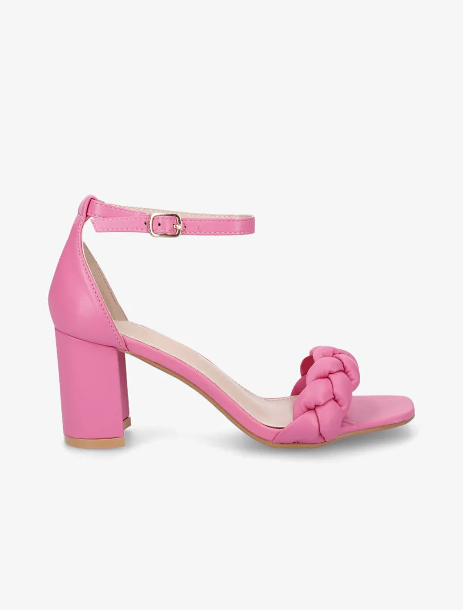 Sandales tressées à talon - Fuschia