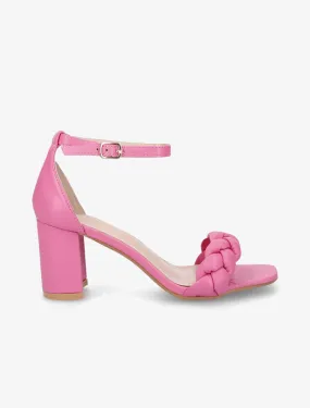Sandales tressées à talon - Fuschia
