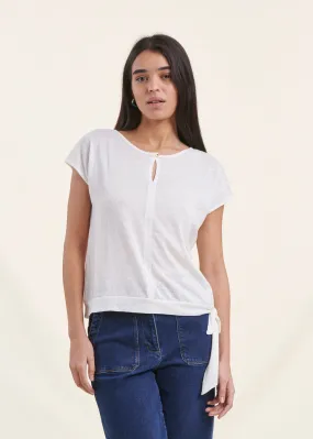 T-shirt écru en coton modal manches courtes
