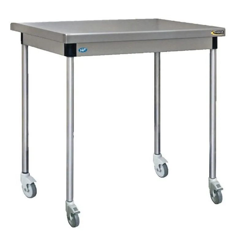 Table centrale profond. 700 mm sur roulettes sans étagère