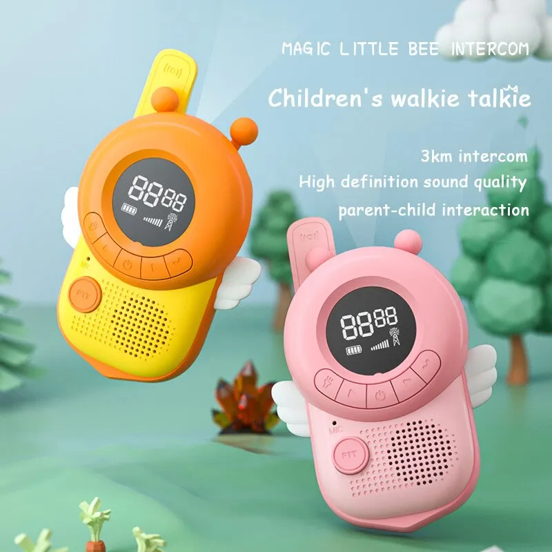 Talkie-walkie pour enfants, 2 pièces, Mini jouets, émetteur-récepteur portable, portée de 3KM, Radio UHF, lanière, Interphone, c