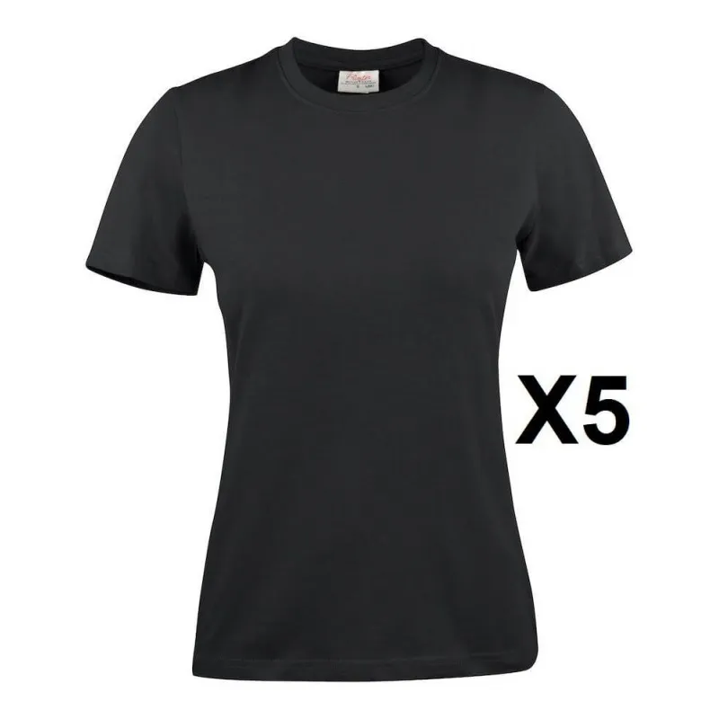 Tee shirt manches courtes femme noir Heavy RSX lot de 5
