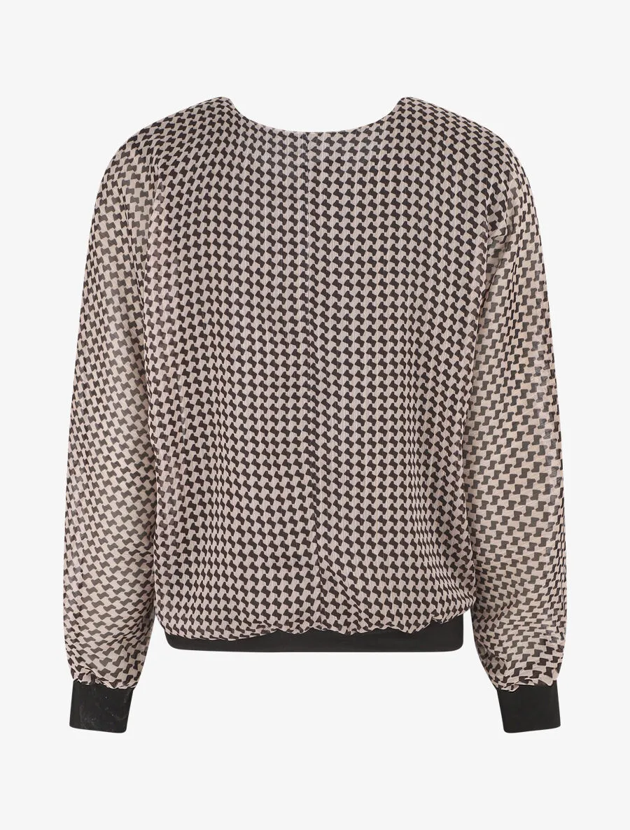 Top imprimé graphique ample col rond - Beige