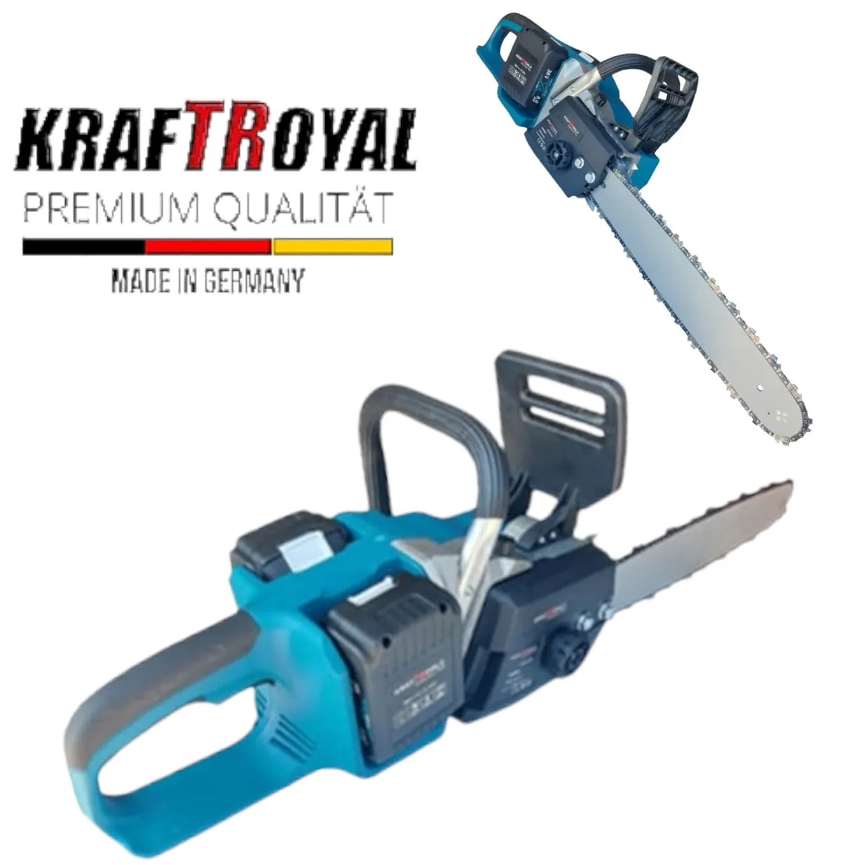 Tronçonneuse Scie à bois sans fil Kraft Royal 36V, à double batterie + 2 Chaîne