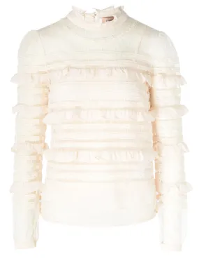Twinset Chemisier en tulle ivoire