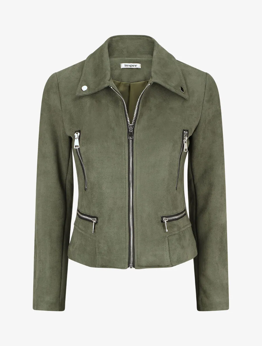 Veste en suédine à zips décoratifs